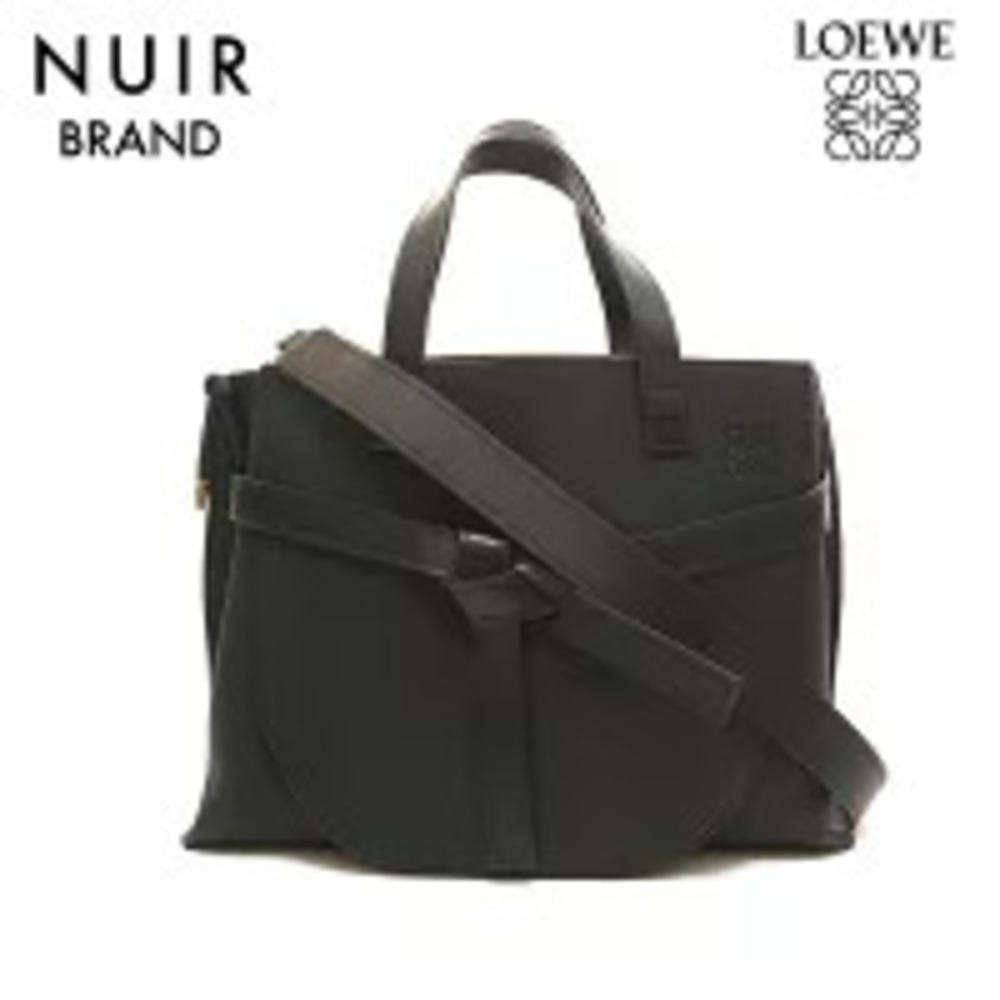 Loewe Gate Top Handle Leather Shoulder Bag Black